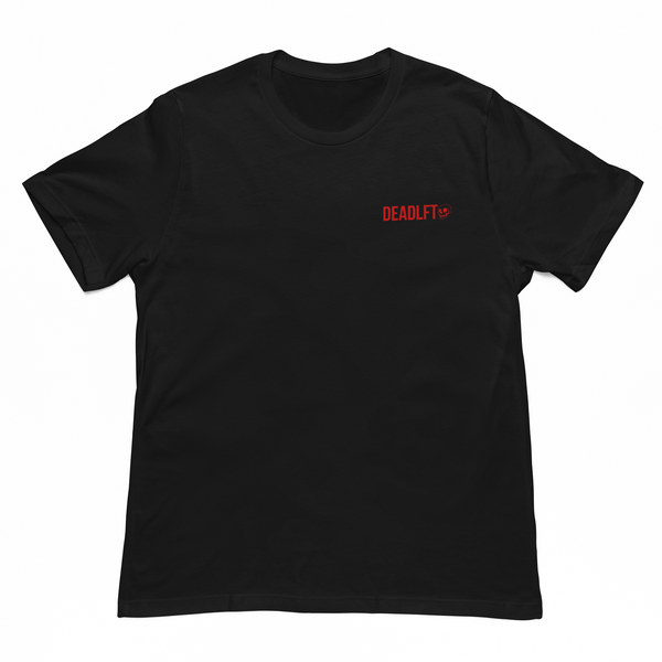 Classic DEADLFT Cotton Tee - Black (Red Logo)